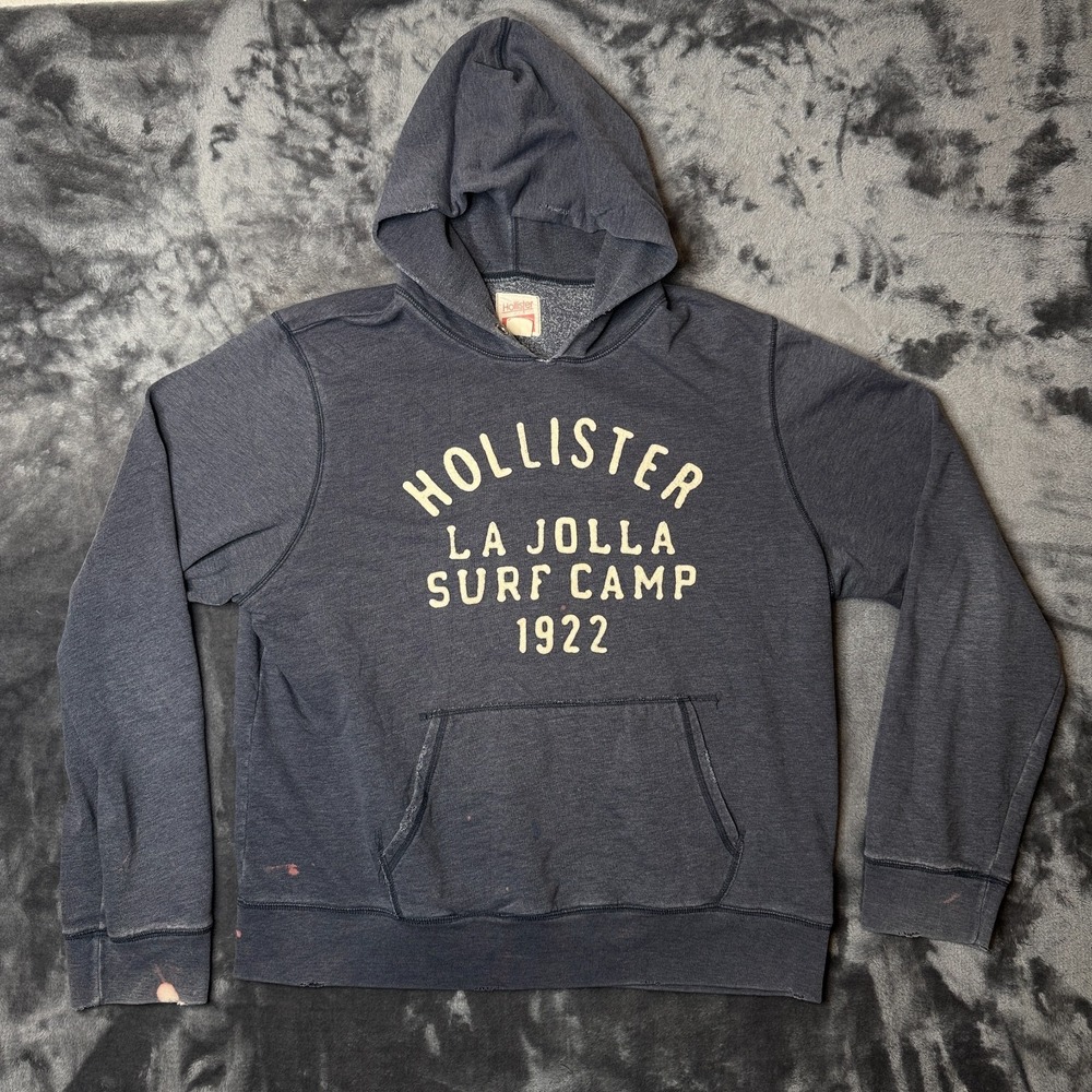 Vintage Hollister La Jolla Surf Camp 1922 Pullover Grey Hoodie Size X-Large